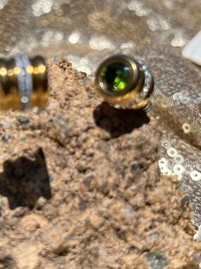 Green Glass Sphere Stud Bracelet - Gold Tone Accent Silver Tone mixed